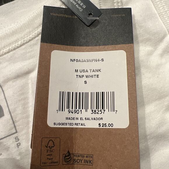 Men's Sm North Face White Muscle Tank Patriotic Logo Beach Stringer USA America - Picture 7 of 8